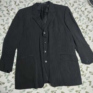 VTG 90's Versace Classic V2 Men's Wool Pinstripe Suit Jacket Black/Gray Size 46